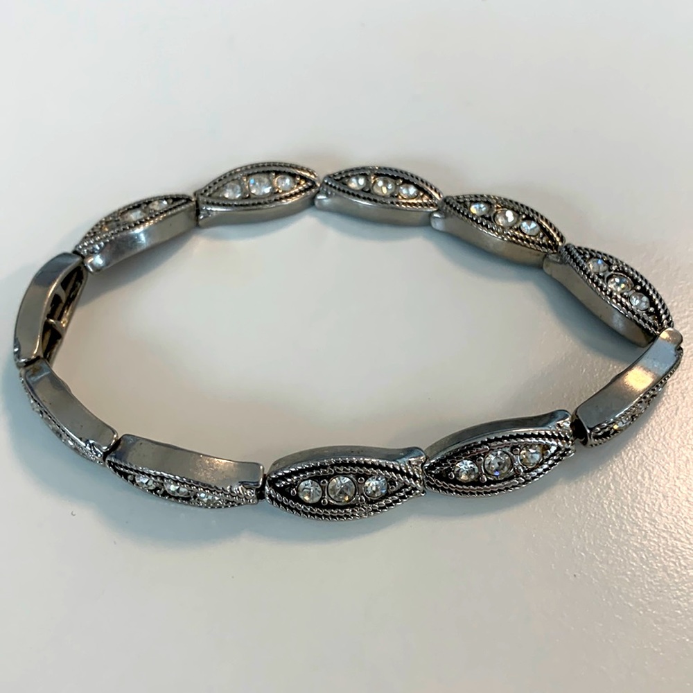 LIA SOPHIA vintage look Tri-Stone Elastic Stretch Bracelet 6"